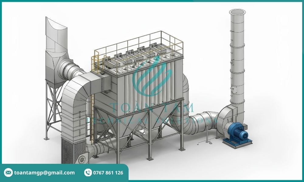 Bản vẽ hệ thống xử lý bụi công nghiệp