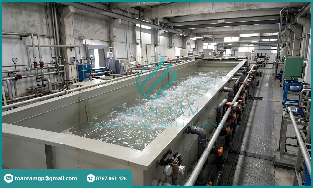 Bể xử lý hóa chất trong dây chuyền xi mạ