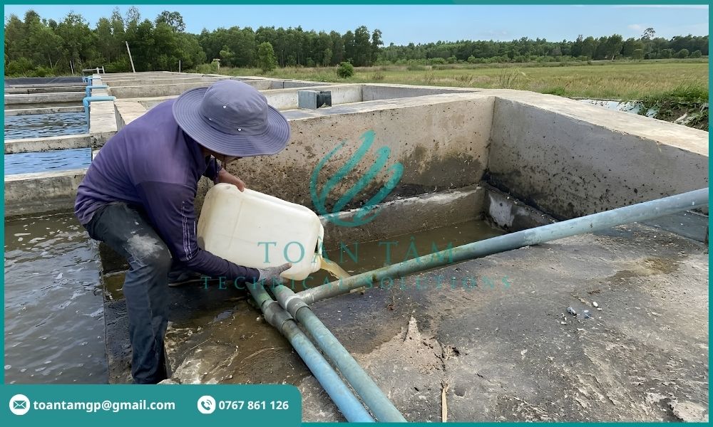 Châm hóa chất pac khi xử lý nước thải