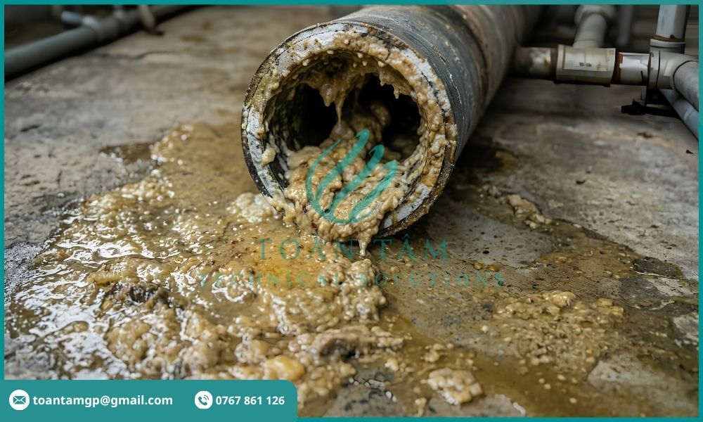 Đường ống tắc nghẽn do dầu mỡ đông đặc