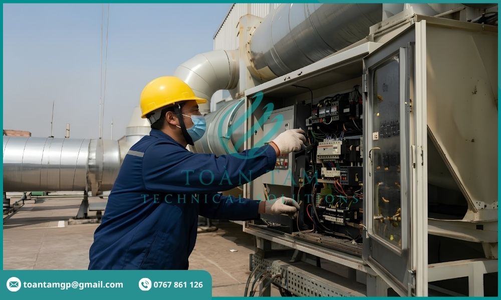 Kỹ sư đang tiến hành bảo trì hệ thống