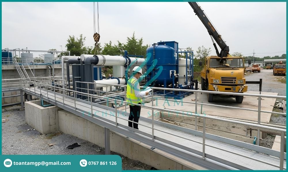 Kỹ sư giám sát quá trình lắp đặt hệ thống