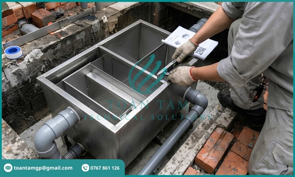 Lắp đặt bẫy mỡ trong nước thải