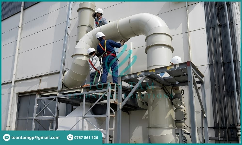 Lắp đặt đường ống xử lý khí thải