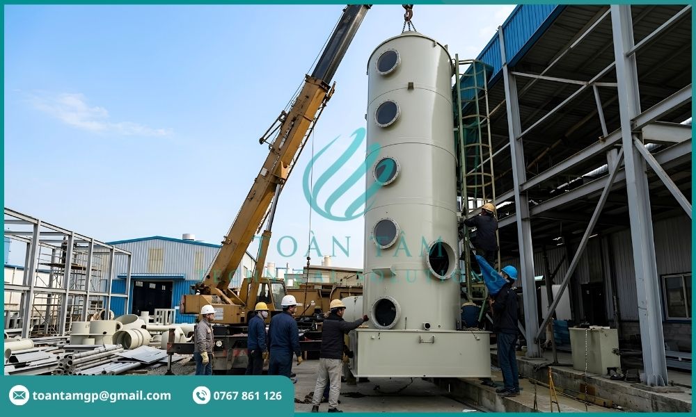 Lắp đặt tháp Scrubber cho nhà máy