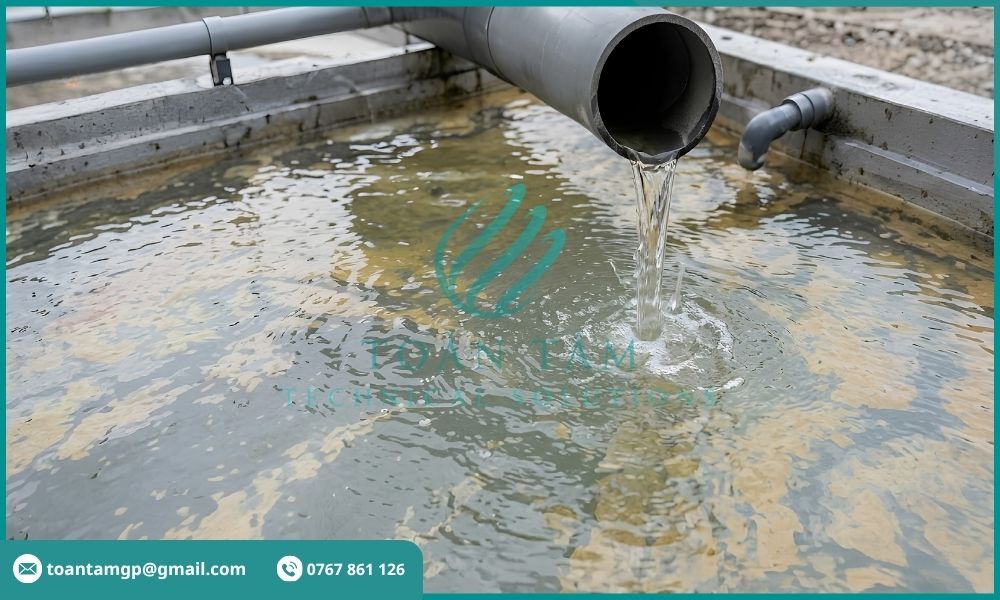 Nước đầu ra còn dầu mỡ