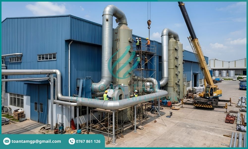 Quá trình lắp đặt hệ thống xử lý khí thải