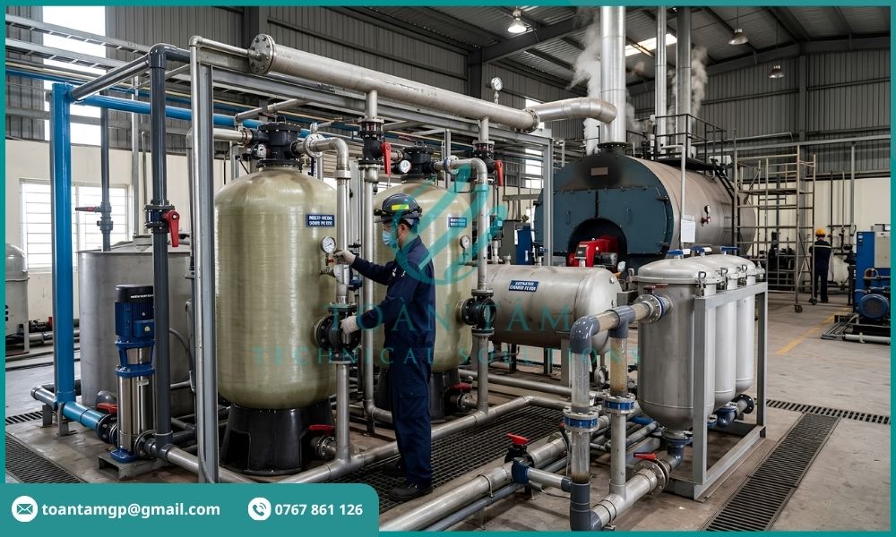 Giải pháp xử lý nước cấp lò hơi bằng cơ học và lọc thô