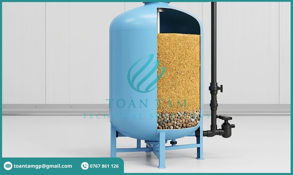 Bể lọc áp lực làm mềm nước bằng resin cation