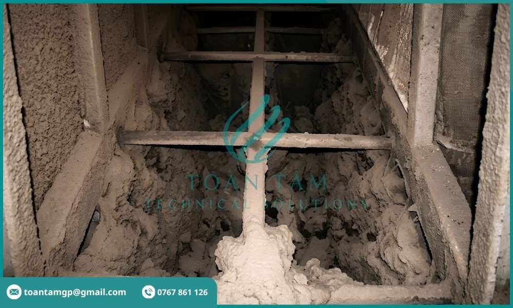 Bụi đóng thành lớp dày trong hệ thống