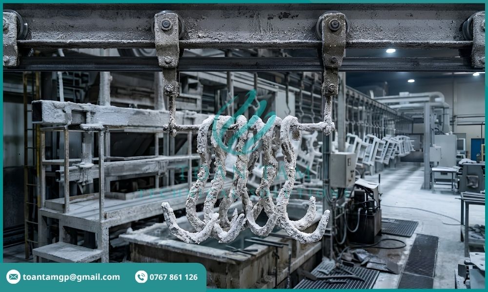 Bụi sơn bám dính trên máy móc