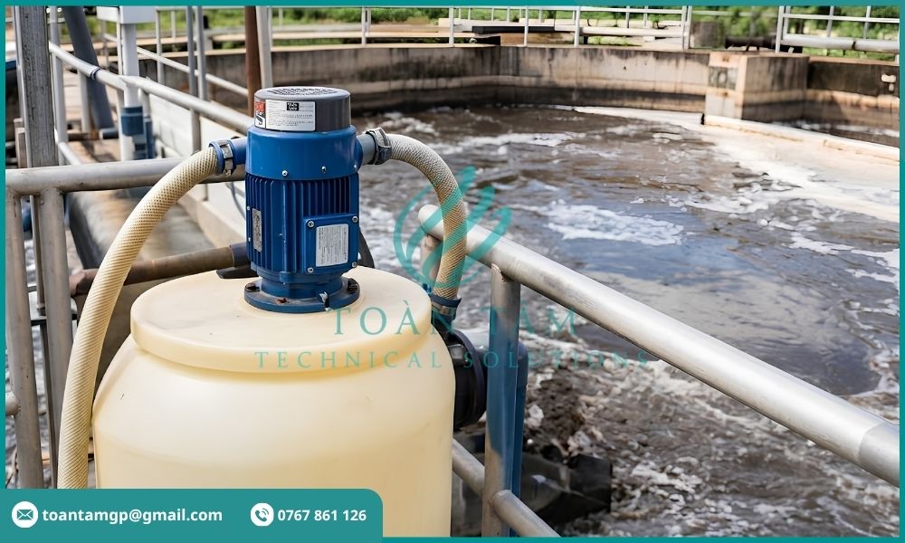 Châm hóa chất keo tụ cho bể lắng