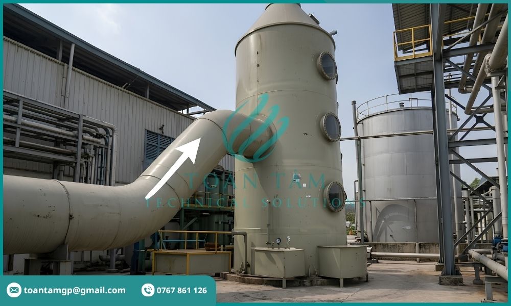 Đưa khí thải vào tháp hấp thụ