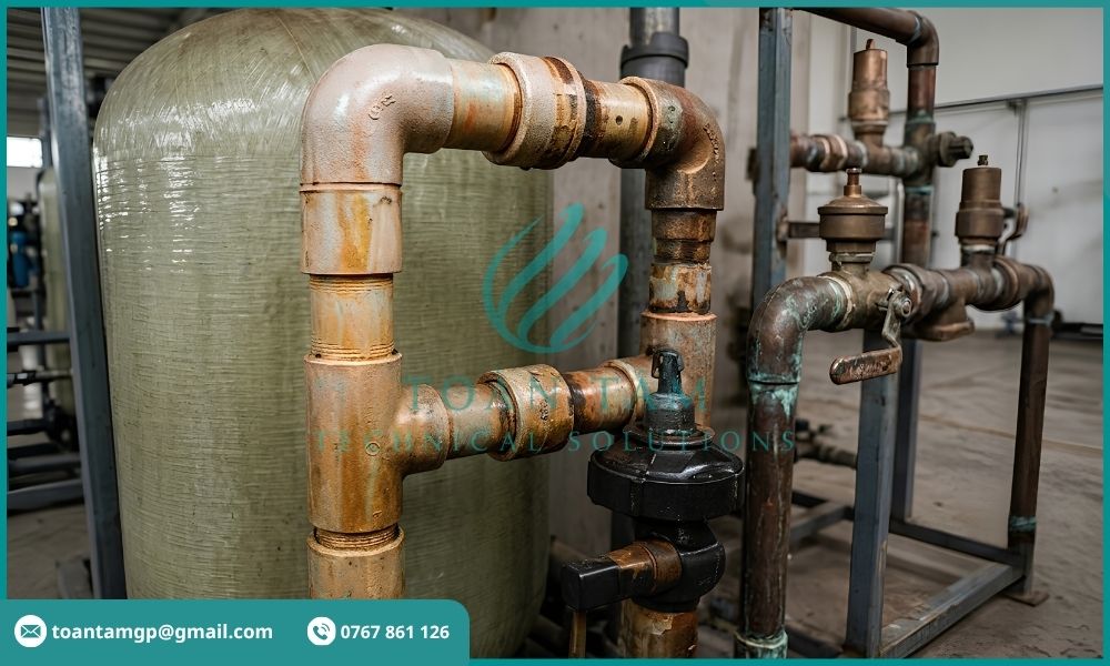 Đường ống cấp nước bị ố vàng
