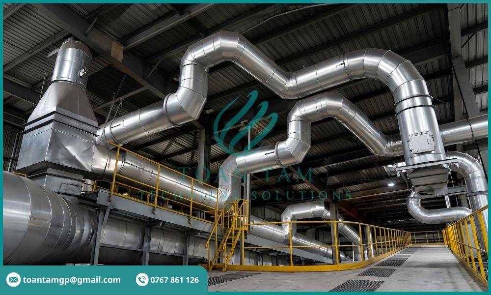 Đường ống thu gom với nhiều đoạn gấp khúc