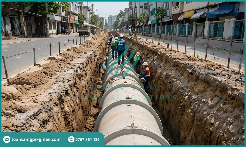 Hệ thống đường ống thu gom nước thải đô thị