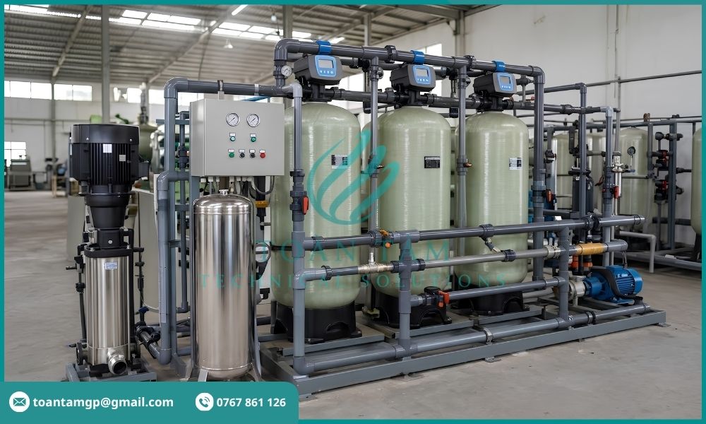 Hệ thống lọc nước với nhiều cột lọc chuyên dụng