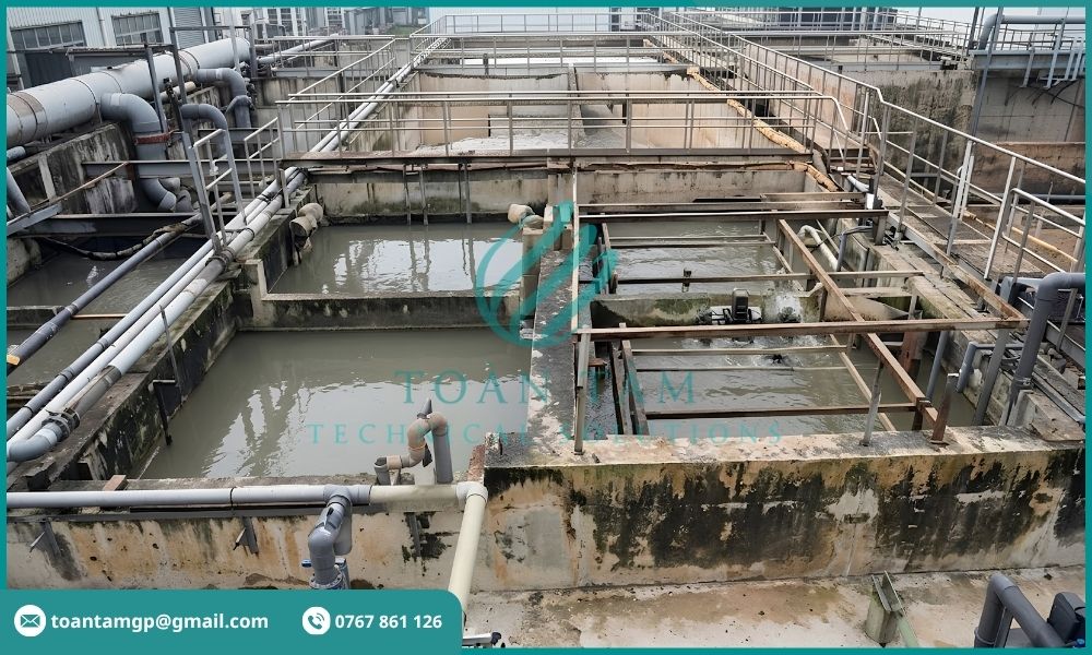 Hệ thống xử lý nước thải xi mạ cũ xuống cấp