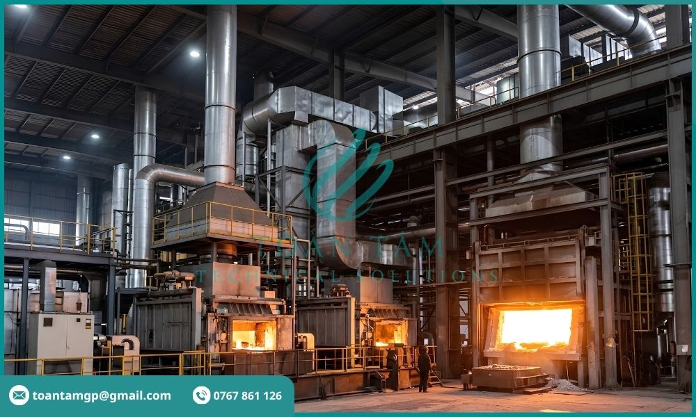 Khu vực lò nấu nhôm