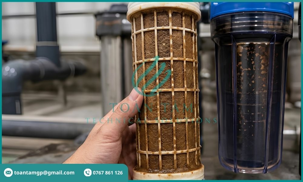 Lõi lọc trước RO bị nghẹt do cặn bẩn