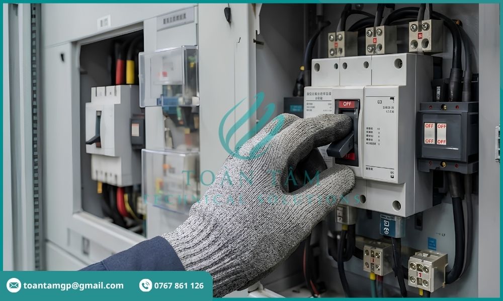 Ngắt nguồn điện của máy ép bùn