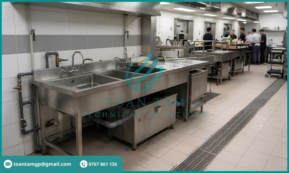 Nhà hàng sử dụng bể tách mỡ trong bếp
