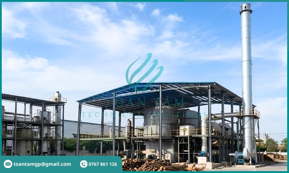 Nhà máy lò hơi đốt củi mới xây dựng