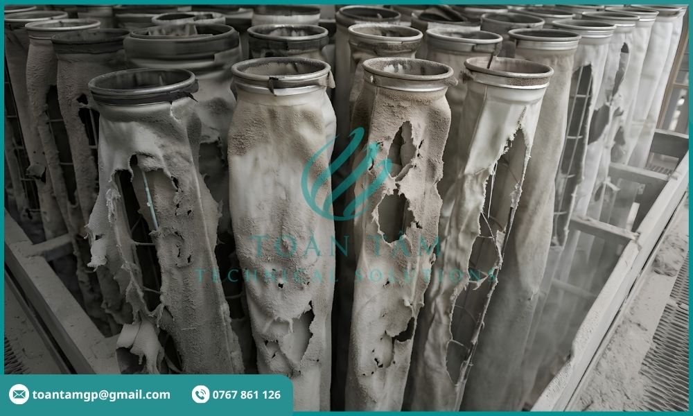 Nhiều túi lọc Bag Filter bị hư hỏng cùng khu vực