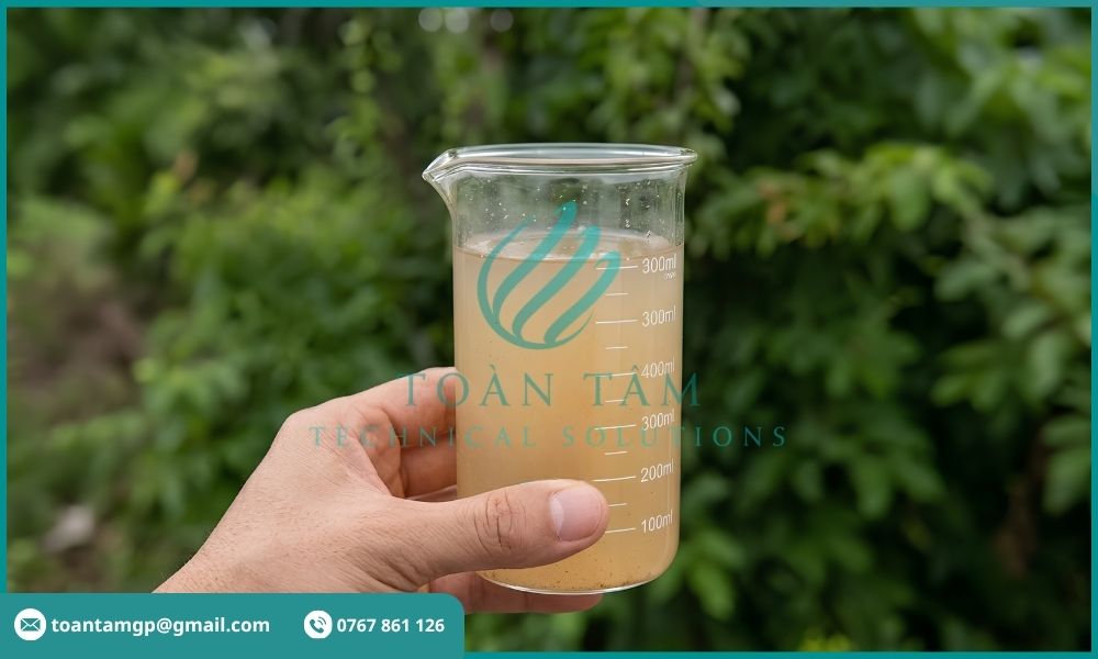 Nước giếng vào mùa mưa có màu vàng đục do nhiễm sắt