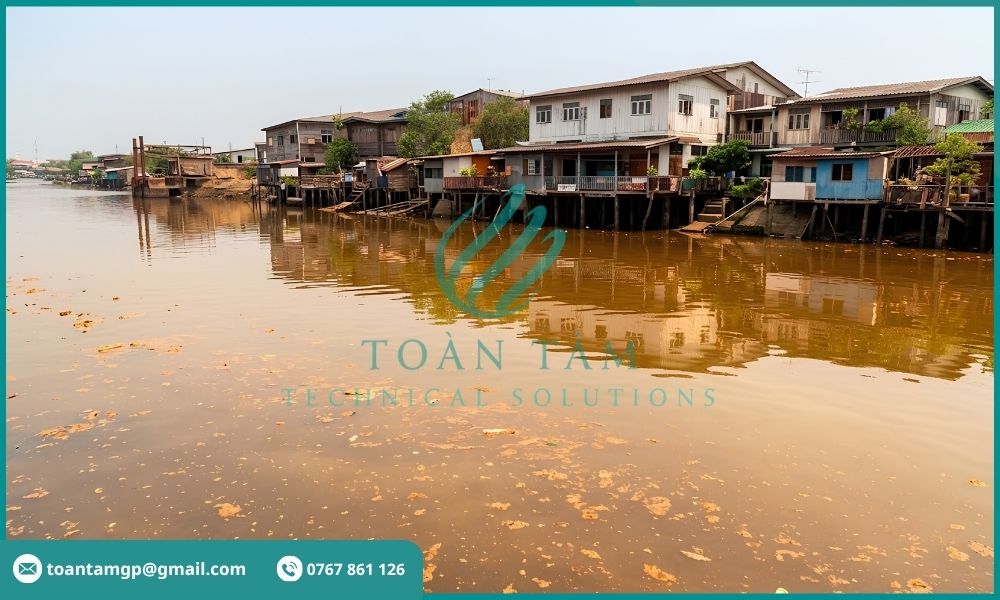 Nước sông bị đổi màu do ô nhiễm