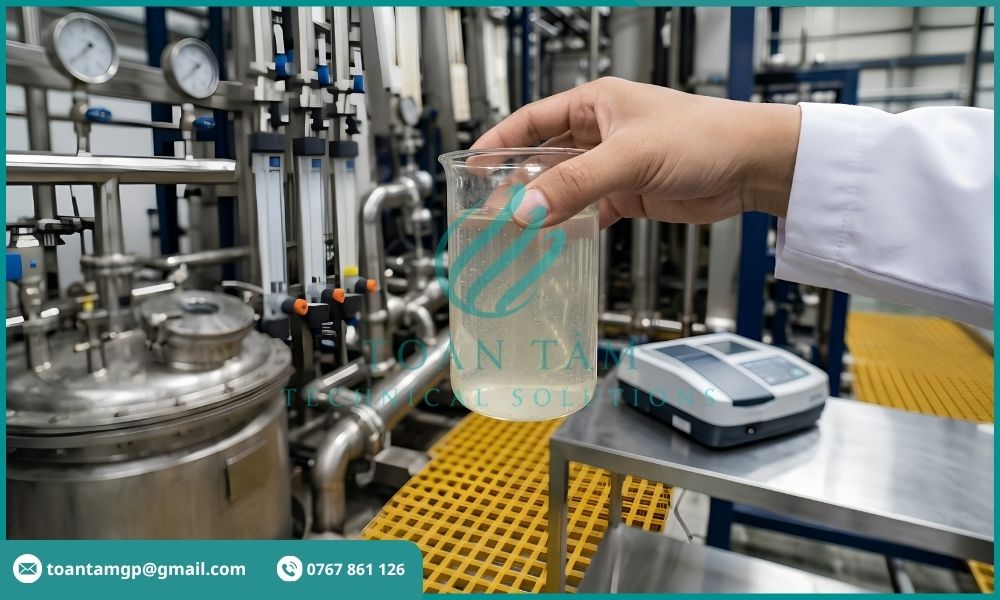 Nước thải sau CIP có màu đục nhẹ