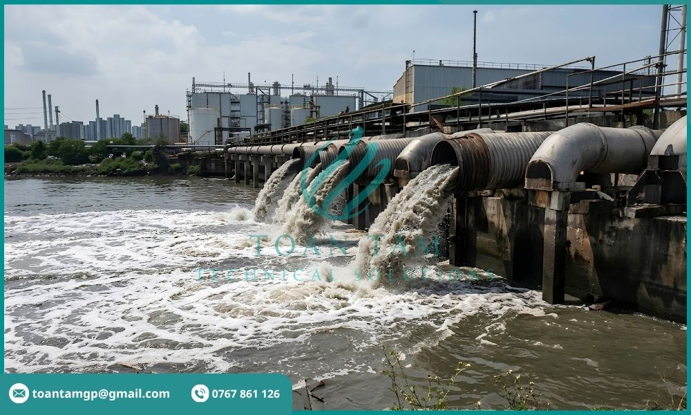 Nước thải từ nhà máy xả ra nguồn nước mặt