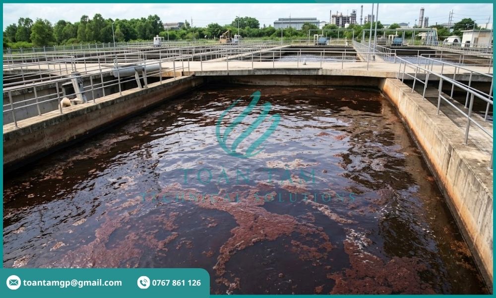 Nước trong bể đổi màu do bùn hoạt tính bị ảnh hưởng