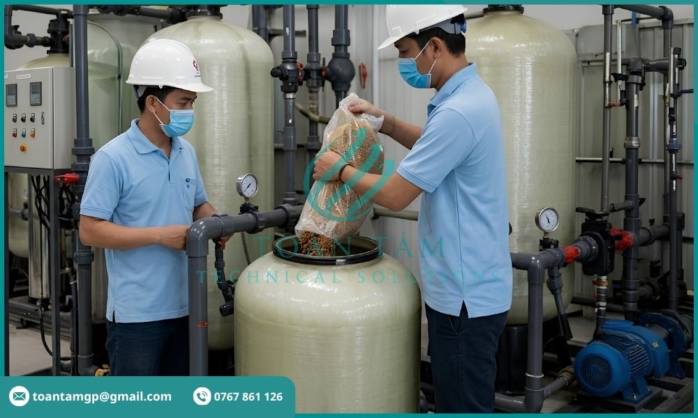 Thay thế vật liệu lọc cho bể lọc áp lực