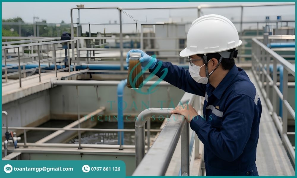Theo dõi tình trạng bùn trong hệ XLNT 100 m³/ngày