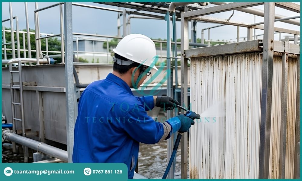 Thực hiện vệ sinh module màng MBR