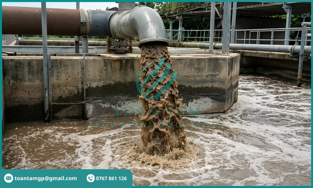 Xả bùn với lượng lớn trong hệ thống xử lý nước thải