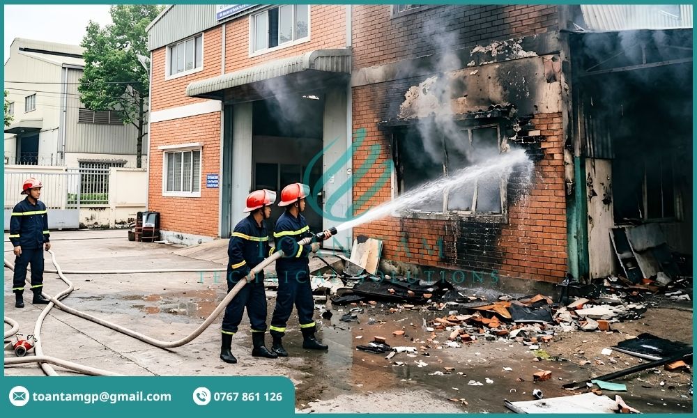 Bể chứa phục vụ chữa cháy cho nhà máy