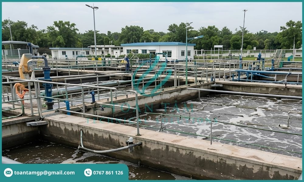 Bể xử lý nước thải trong khu công nghiệp