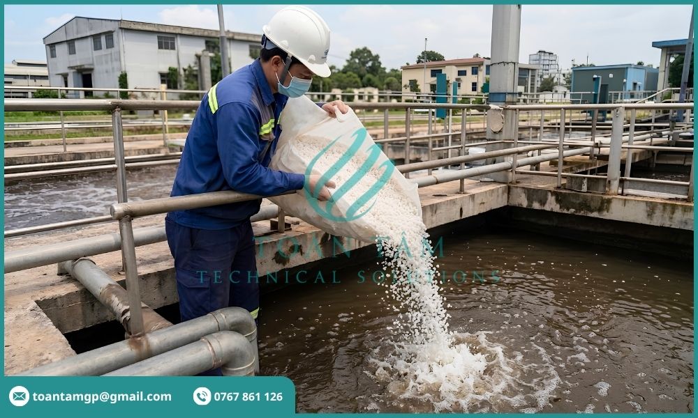 Bổ sung giá thể vi sinh vào bể MBBR