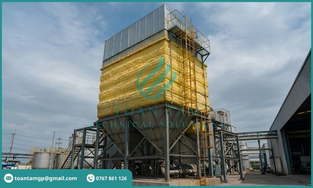 Bọc thân buồng lọc bụi bằng bông thủy tinh