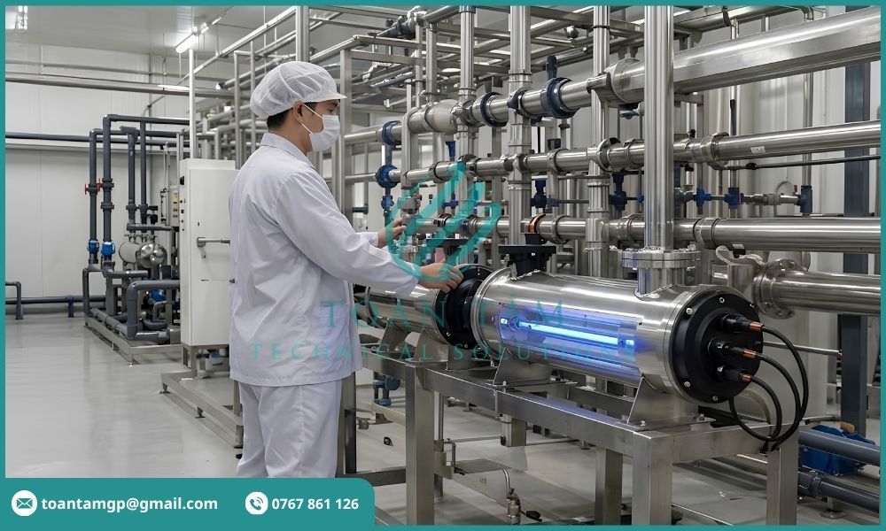 Đèn UV được lắp đặt trong nhà máy thực phẩm