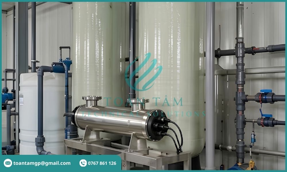 Đèn UV được lắp sau các bồn chứa nước