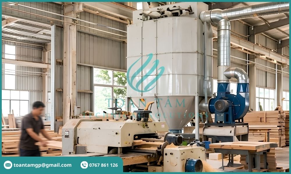 Hệ thống lọc bụi gỗ đang vận hành