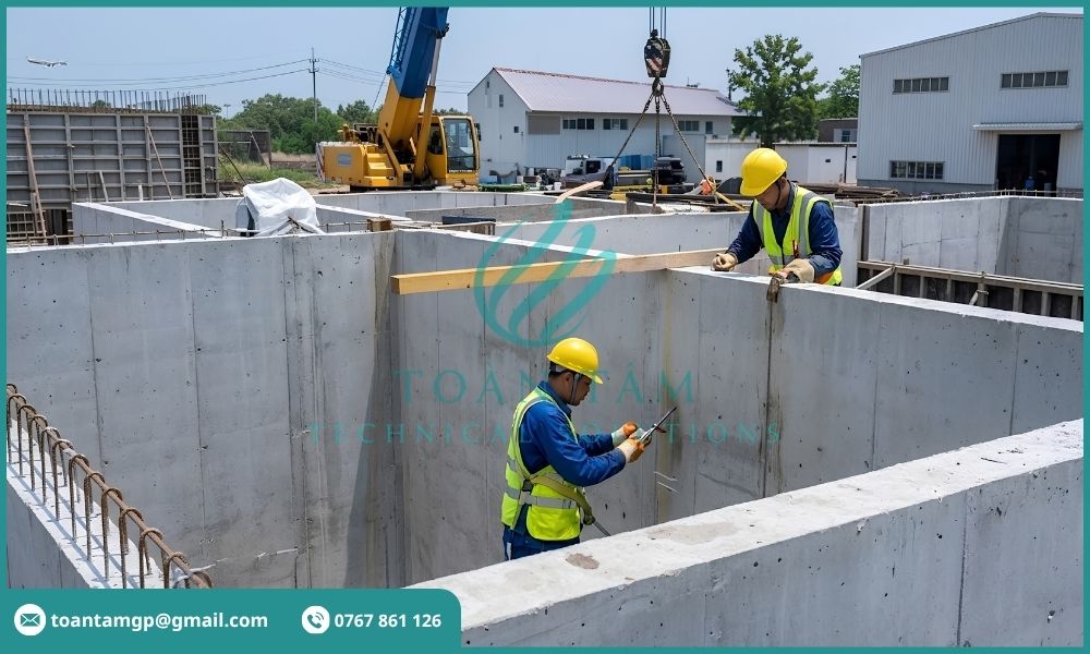 Kỹ sư thi công bể chứa nước sạch cho nhà máy