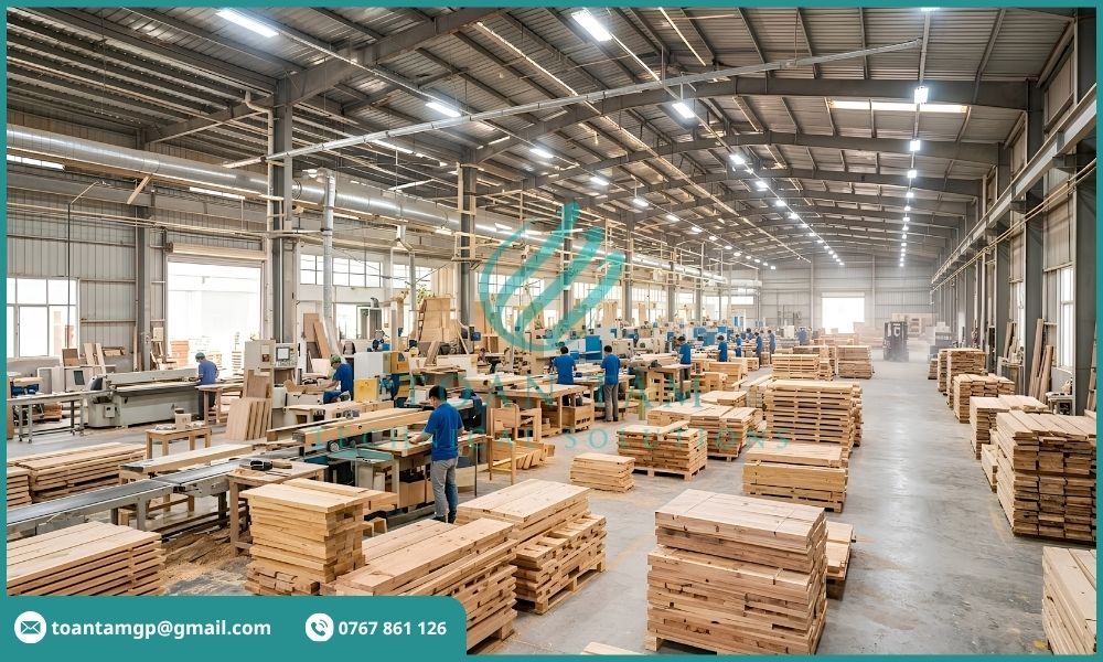 Nhà máy chế biến gỗ quy mô lớn