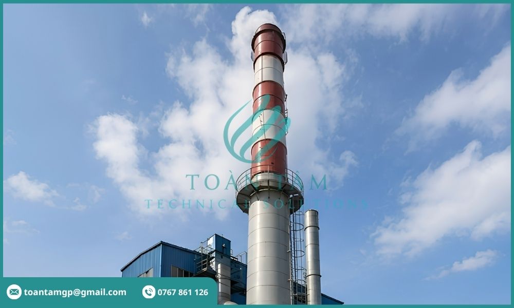 Ống khói công nghiệp tại khu vực lò hơi
