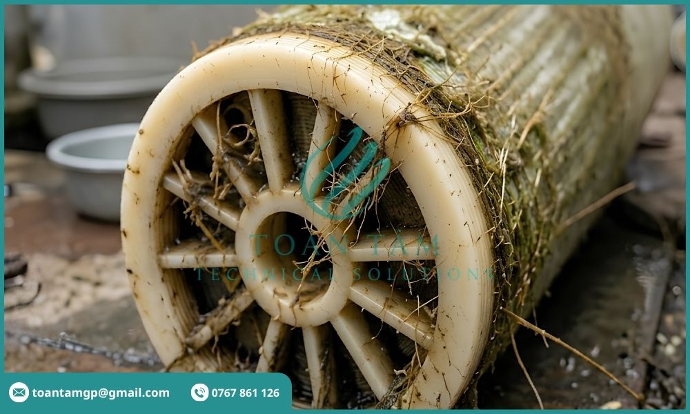 Rác mảnh bám trên bề mặt màng lọc RO