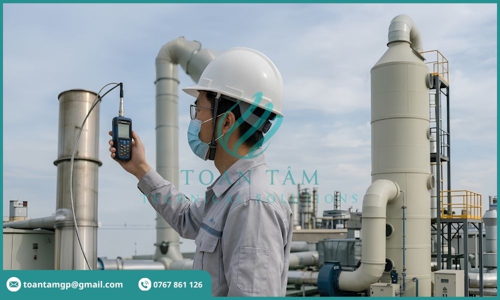 Sử dụng thiết bị đo kiểm tra chất lượng khí đầu ra