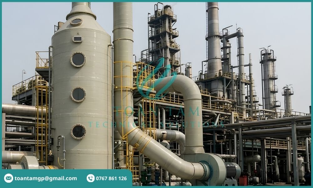 Tháp hấp phụ khí thải tại nhà máy luyện kim